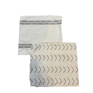 Decorative Pillow Covers Western Geometric Black White Cotton 18x18 Set of 2